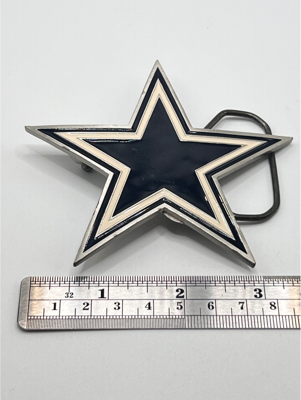 Dallas Cowboys NFL Licensed Star Logo Belt Buckle Silver Navy 3.5”